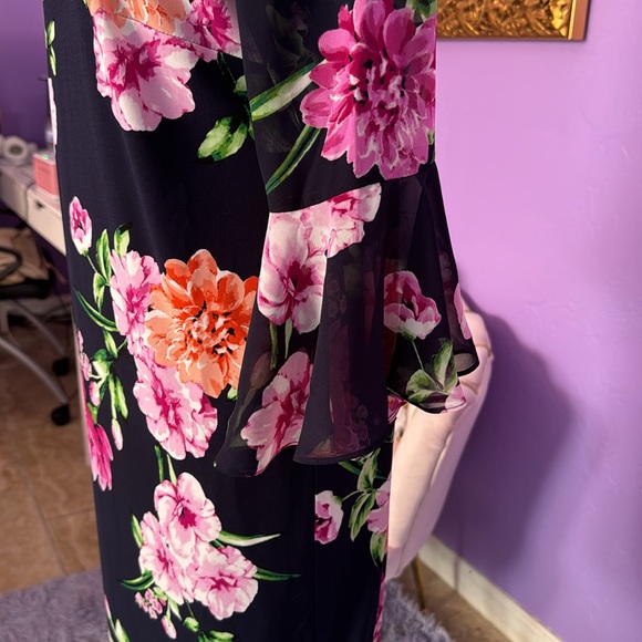 ❤️ Chico’s Short Dress Floral Sleeve Detail - Picture 2 of 9